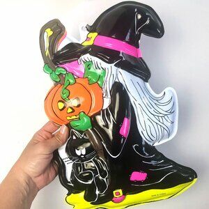 Vintage Halloween Decorations - 80s Molded Plastic Witch